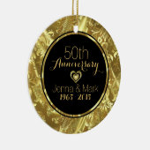 Zwart & Goud 50e Bruiloft Jubileum Ornament (Rechts)