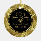 Zwart & Goud 50e Bruiloft Jubileum Ornament (Voorkant)
