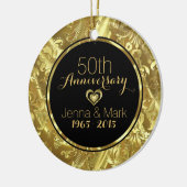 Zwart & Goud 50e Bruiloft Jubileum Ornament (Links)