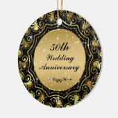 Zwart & Goud 50e Bruiloft Jubileum Ornament 2 (Links)