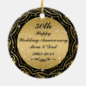 Zwart & Goud 50e Bruiloft Jubileum Ornament 2 (Achterkant)