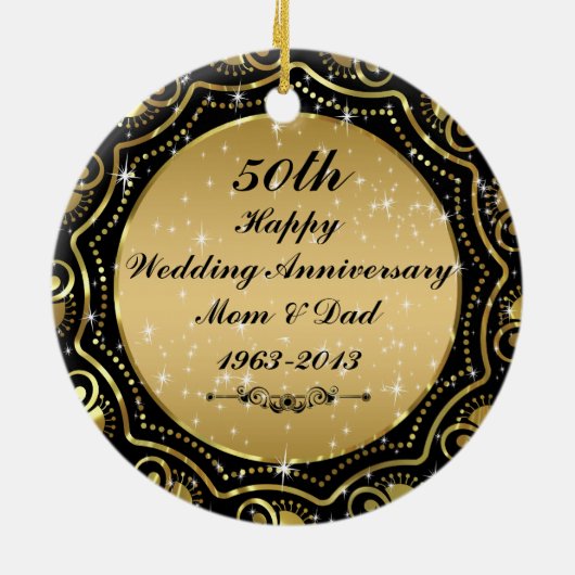 Zwart & Goud 50e Bruiloft Jubileum Ornament 2 (Achterkant)