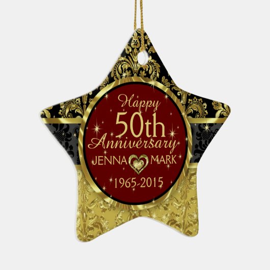 Zwart & Goud 50e Bruiloft Jubileum Ornament 2 (Rechts)