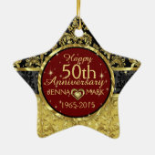 Zwart & Goud 50e Bruiloft Jubileum Ornament 2 (Achterkant)
