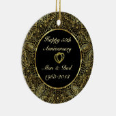 Zwart & Goud 50e Bruiloft Jubileum Ornament 2 (Rechts)