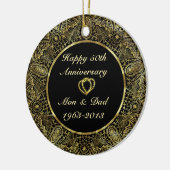 Zwart & Goud 50e Bruiloft Jubileum Ornament 2 (Links)