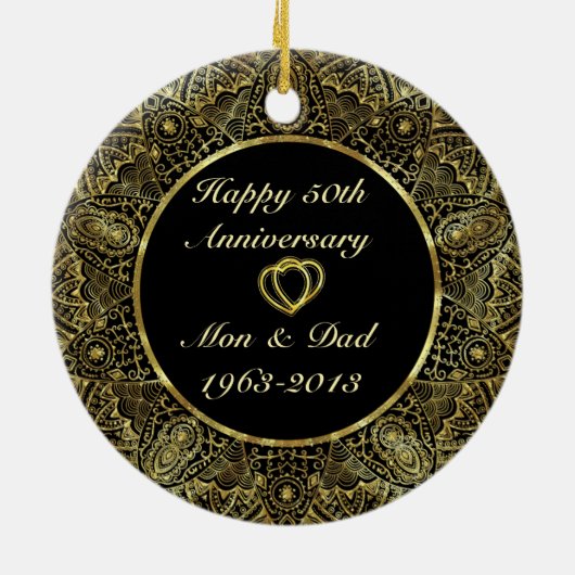 Zwart & Goud 50e Bruiloft Jubileum Ornament 2 (Achterkant)