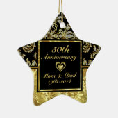 Zwart & Goud 50e Bruiloft Jubileum Ornament 2 (Rechts)