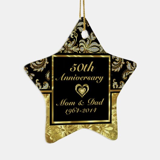 Zwart & Goud 50e Bruiloft Jubileum Ornament 2 (Rechts)