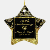 Zwart & Goud 50e Bruiloft Jubileum Ornament 2 (Voorkant)