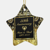 Zwart & Goud 50e Bruiloft Jubileum Ornament 2 (Links)