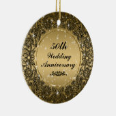 Zwart & Goud 50e Bruiloft Jubileum Ornament 3 (Rechts)