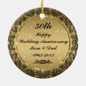 Zwart & Goud 50e Bruiloft Jubileum Ornament 3 (Achterkant)
