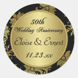 Zwart, Goud 50e Bruiloft Jubileum Sticker