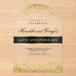 Zwart Goud 50e Golden Wedding Jubileum Acryl Uitnodigingen