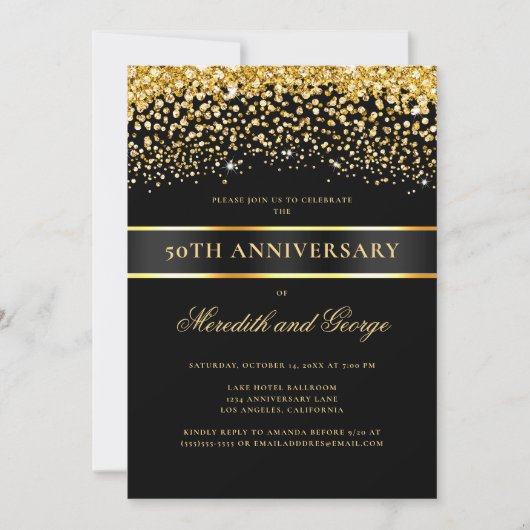 Zwart Goud 50e Jubileum Foto Kaart (Voorkant)