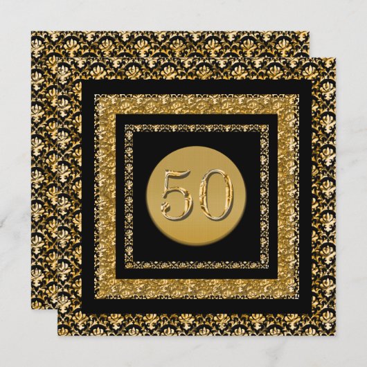 Zwart goud 50e verjaardag "om het even welk evenem kaart (Voorkant / Achterkant)