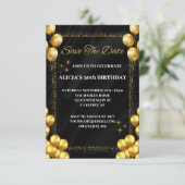 Zwart Goud 50e Verjaardag Save the Date Uitnodigin Kaart (Staand voorkant)