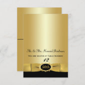 Zwart, Goud 50e verjaardag vouw plaatskaart (Voorkant / Achterkant)