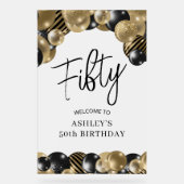 Zwart Goud 50e Verjaardag Welkom Acryl Bord (Voorkant)