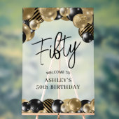 Zwart Goud 50e Verjaardag Welkom Acryl Bord (Neutraal)