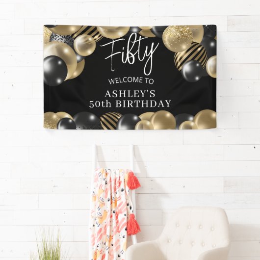 Zwart Goud 50e Verjaardag Welkom Spandoek (Insitu)