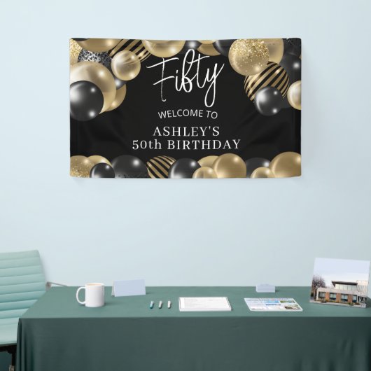 Zwart Goud 50e Verjaardag Welkom Spandoek (Beurs)