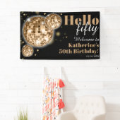 Zwart Goud 50e Verjaardagsfeestje Welkom Spandoek (Insitu)