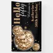 Zwart Goud 50e Verjaardagsfeestje Welkom Spandoek (Verticaal)