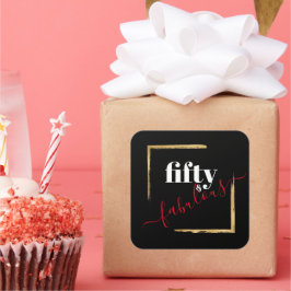 Zwart & Goud 50ste 50 en Fabulous Verjaardag Vierkante Sticker