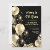 Zwart Goud 50ste bruiloft Jubileum Kaart (Voorkant)