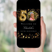 Zwart goud 50ste foto verjaardagsfeestje welkom poster