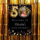 Zwart goud 50ste foto verjaardagsfeestje welkom poster