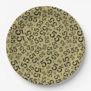 Zwart/Goud 55e Willekeurig Nummerpatroon Papieren Bordje