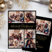 Zwart Goud 5 Fotocollage Merriest Christmas Feestdagenkaart