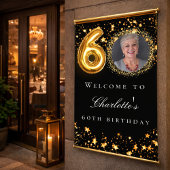 Zwart goud 60e foto verjaardagsfeestje welkom poster