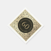 Zwart Goud 60e Verjaardag Elegant  Bloemen Servet (Hoek)