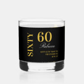 Zwart & Goud 60e Verjaardag Elegant Cocktail Party Whisky Glas (Voorkant)