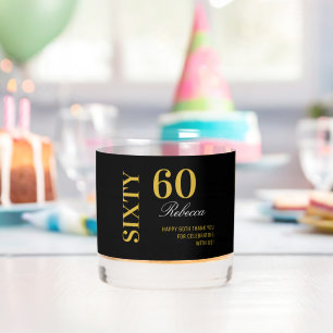 Zwart & Goud 60e Verjaardag Elegant Cocktail Party Whisky Glas
