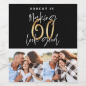 Zwart goud 60e verjaardag multi-fotoparty wijn etiket (Enkel label)