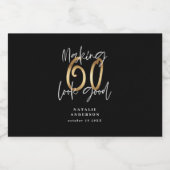 Zwart goud 60e verjaardag typografie feestgunst likeurfles etiket (Enkel label)
