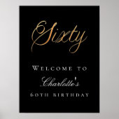 Zwart goud 60ste verjaardagsfeest welkom poster (Voorkant)