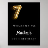 Zwart goud 70e foto verjaardagsfeestje welkom poster (Voorkant)