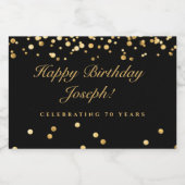 Zwart & Goud 70e Verjaardag Mousserende Wijn Label Sparkling Wijnetiket (Enkel label)