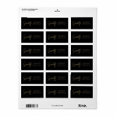 Zwart & Goud 70e Verjaardagsfeest Adreslabel Etiket (Full Sheet)
