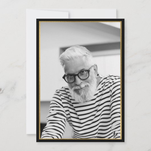 Zwart Goud 70ste Verjaardag Foto Kaart (Achterkant)