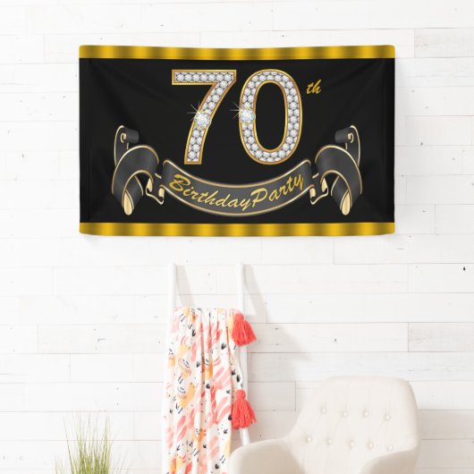 Zwart Goud 70ste Verjaardagsfeest Spandoek (Insitu)