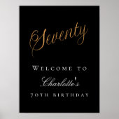 Zwart goud 70ste verjaardagsfeest welkom poster (Voorkant)