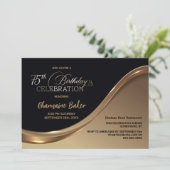 Zwart Goud 75e Verjaardagsfeestuitnodiging Kaart (Staand voorkant)