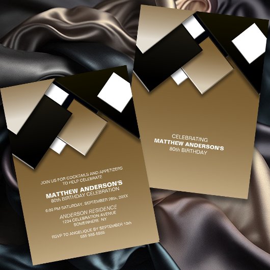 Zwart Goud 80e Cocktail Verjaardagsfeestje Kaart